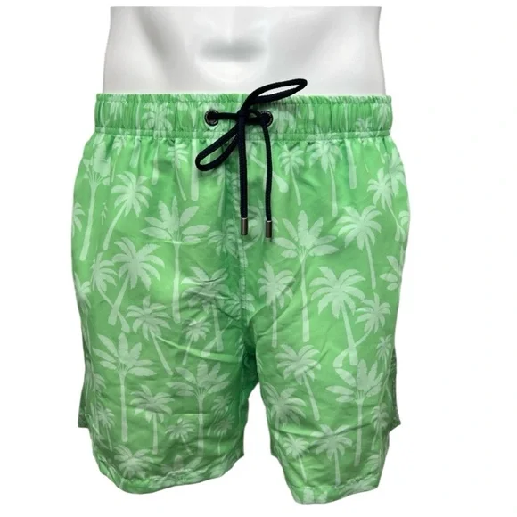 FRANKS mens XL palm tree Sage green print swim shorts trunks w mesh support - Picture 7 of 15